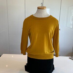 J Crew, 3/4 Sleeve Pull Over  Sweater in Maragold, Size Large